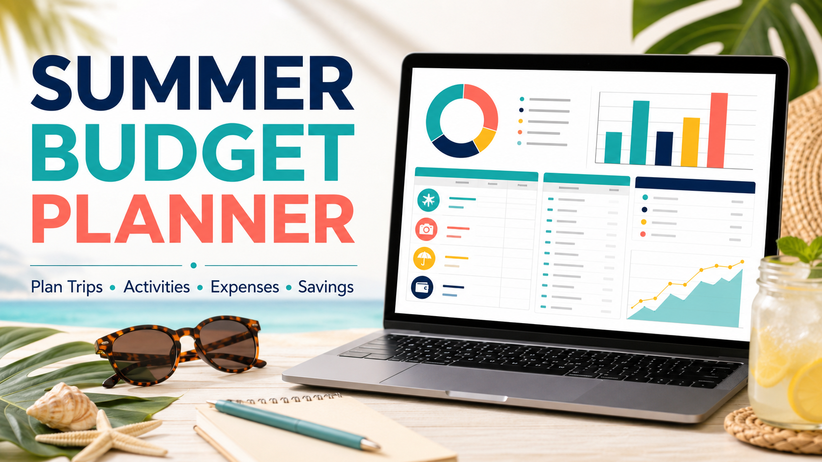 Summer Budget Planner Spreadsheet | Vacation, Activities, Expenses & Savings Tracker