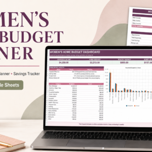 Women’s Home Budget Planner | Household Budget, Grocery & Savings Spreadsheet