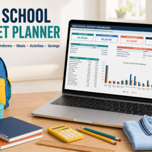 Kids School Budget Planner Spreadsheet | School Fees, Supplies, Uniforms, Meals & Education Savings Tracker