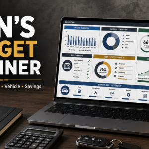 Men’s Budget Planner Spreadsheet | Monthly Budget, Debt, Bills, Vehicle & Savings Tracker
