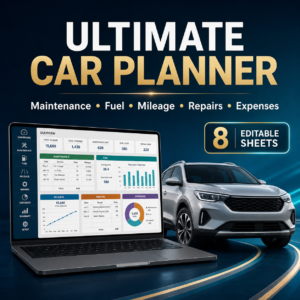 Ultimate Car Planner Spreadsheet | Maintenance, Fuel, Mileage, Repairs & Expense Tracker