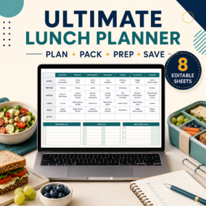 Ultimate Lunch Planner Spreadsheet | Weekly Meal Plan, Grocery List, Lunch Prep & Budget Tracker