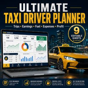 Ultimate Taxi Driver Planner Spreadsheet | Trips, Earnings, Fuel, Expenses & Profit Tracker
