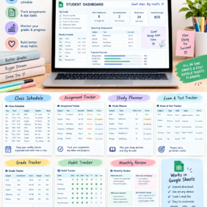 Student Planner for Google Sheets | School, Study, Assignment & Exam Tracker
