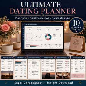 Ultimate Dating Planner Spreadsheet | Date Ideas, Budget, Conversation Prompts & Relationship Goals